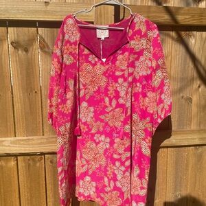 NWT Johnny Was Pink Floral silk Mini Dress